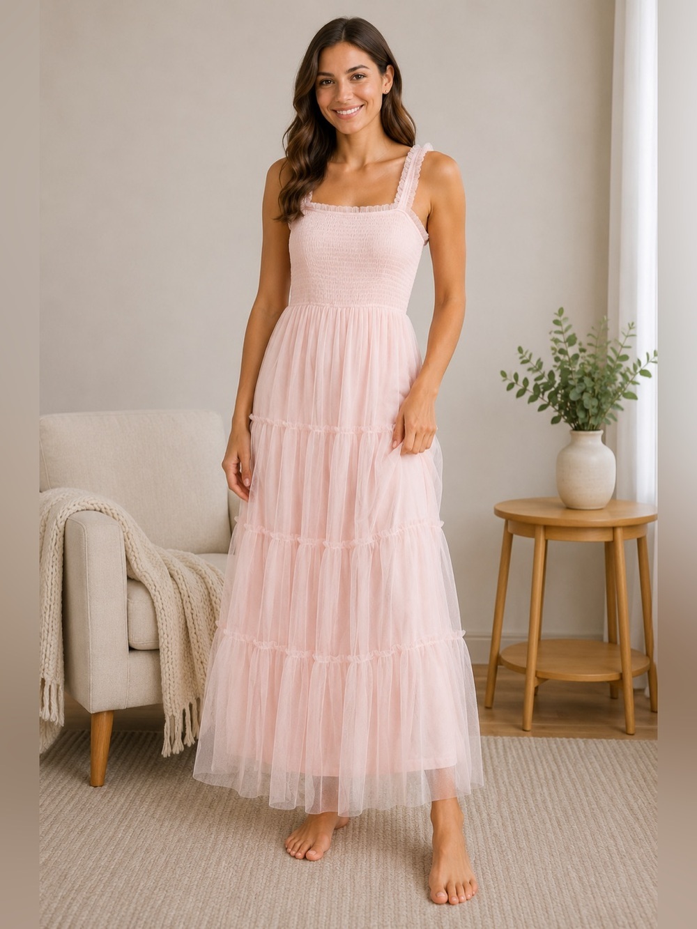BTFBM Pink Tulle Tiered Dress – Size Medium